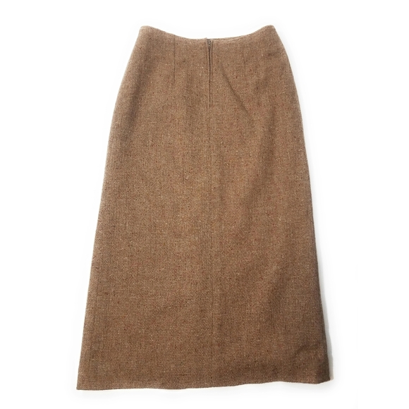 Vintage Womens 100% Wool Rust Midi Skirt with Front Slit Size 10 - Picture 3 of 7